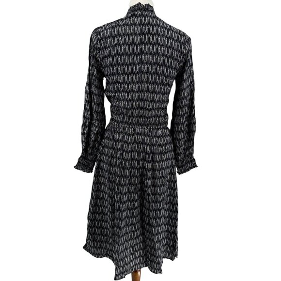 POL Womens Small Black & White Long Sleeve High Neck Midi Dress - Picture 2 of 7